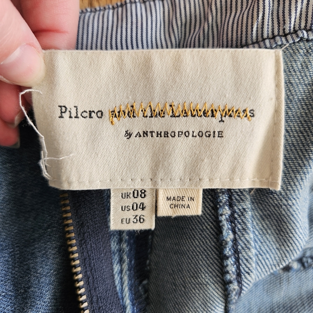 Anthropologie Pilcro The Letterpress Blue Denim Sleeveless Jumpsuit US 4 - Picture 9 of 11
